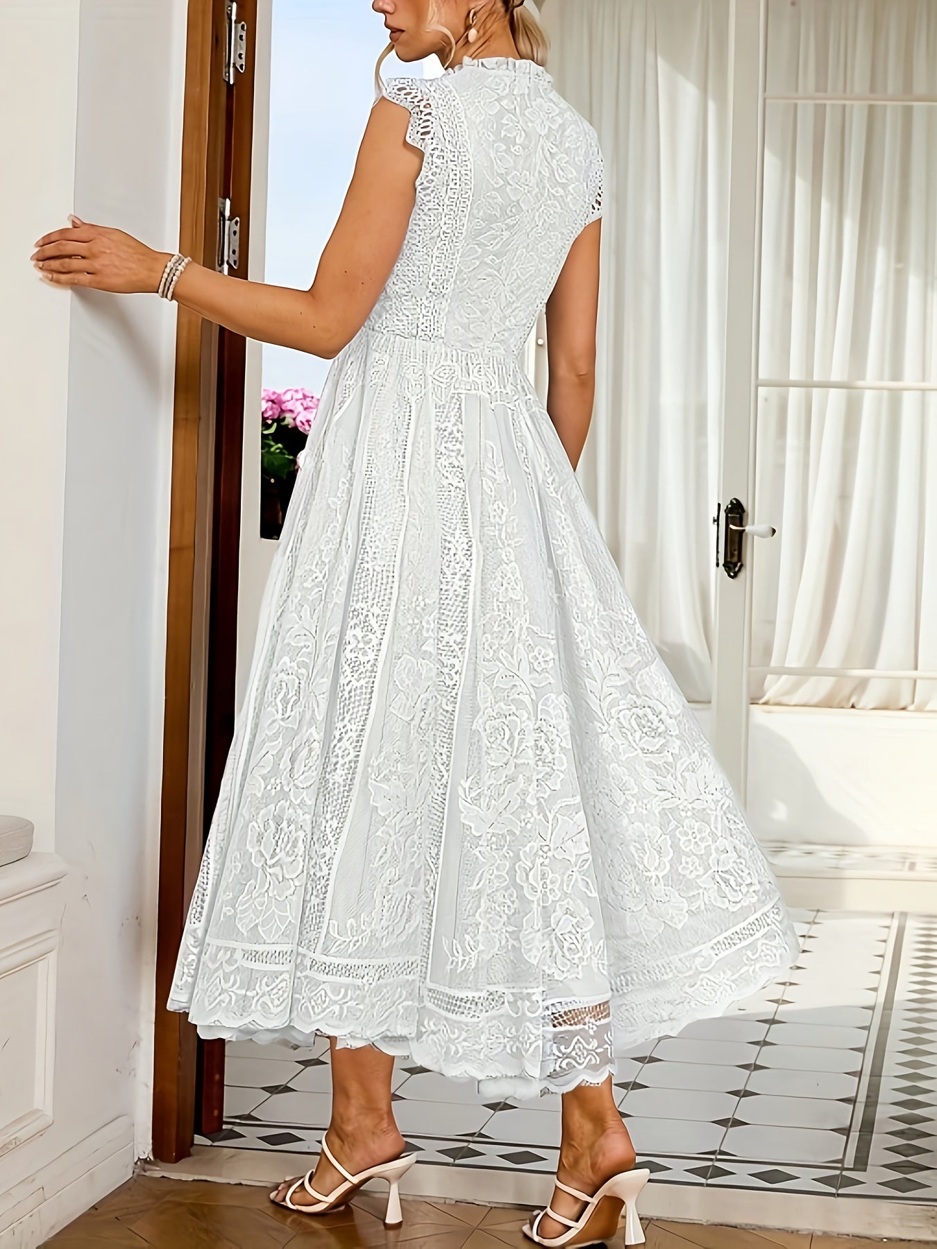 New Elegant Lace Flared Dress for Women