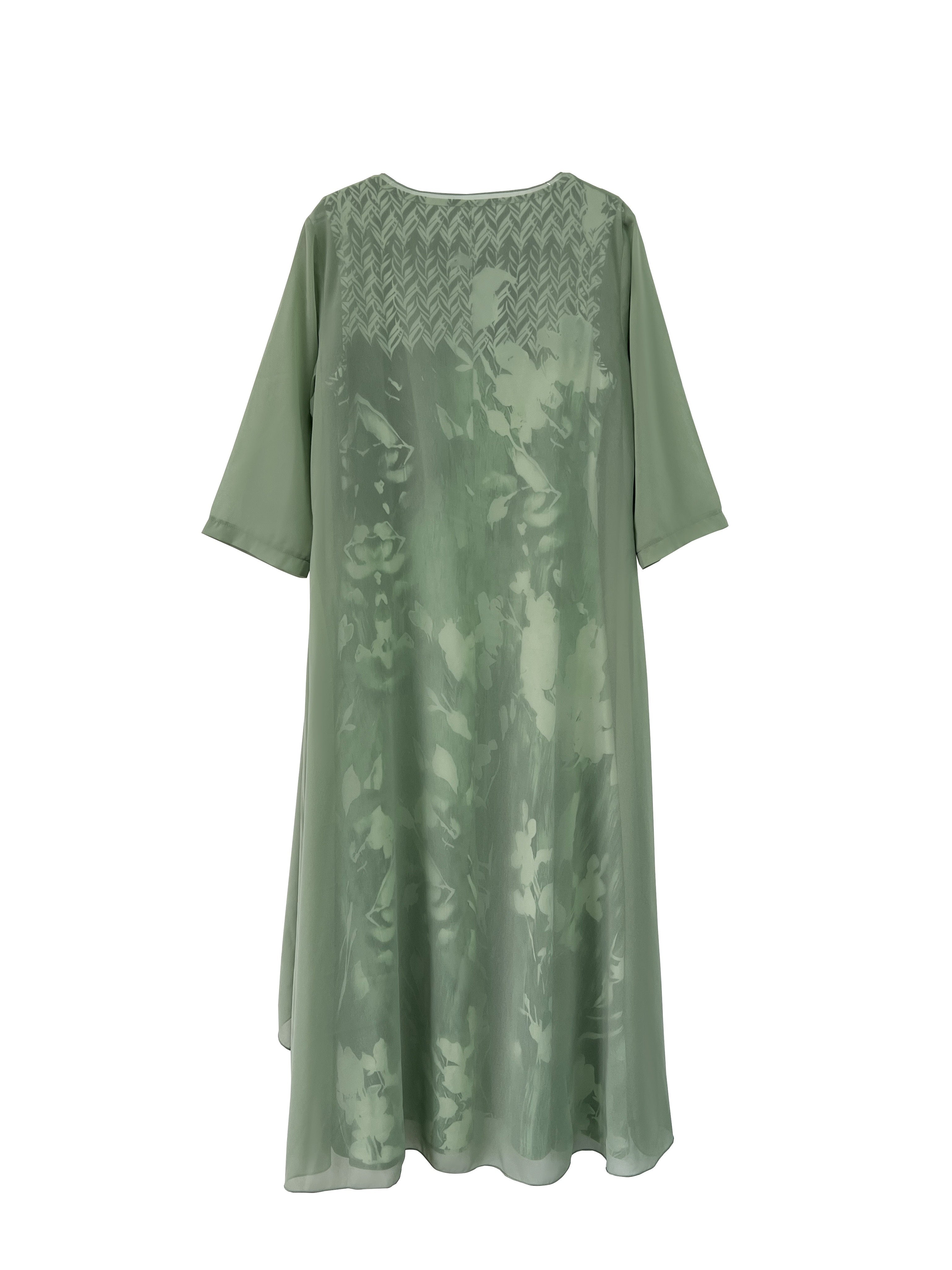 Women'S Elegant Floral Print Dress Set, Spring 2024 Collection, Polyester 95% Elastane 5% Knit Fabric, Crew Neck, All Season Wear, 190gsm & 88.5gsm Textured Weave