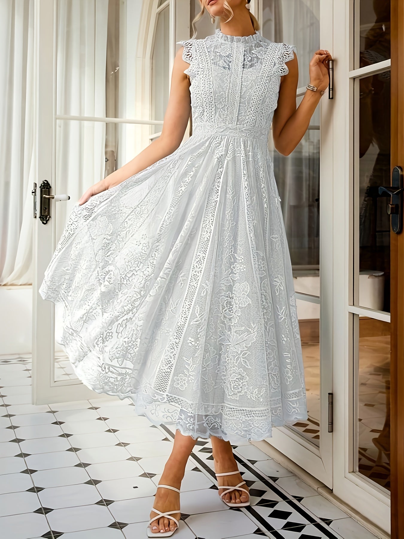 New Elegant Lace Flared Dress for Women
